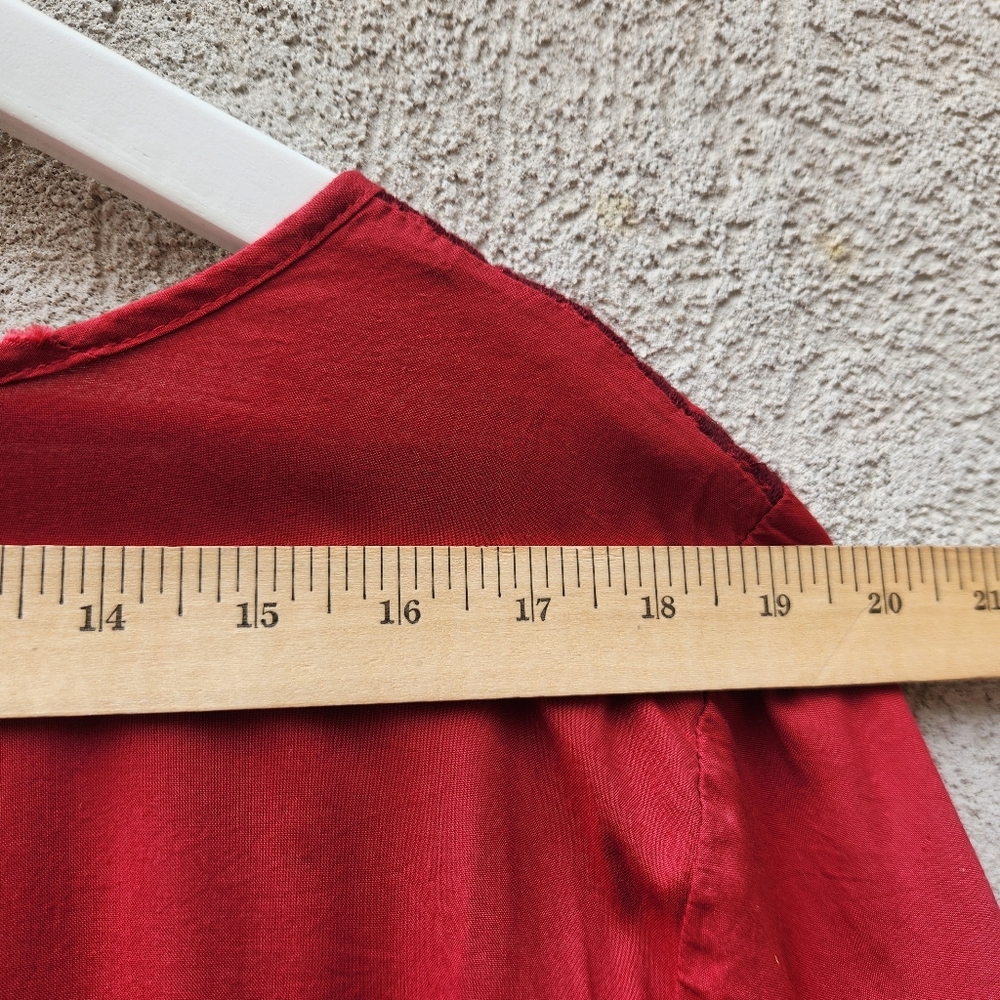 OLD NAVY Women’s Dress XXL 2XL Red Embroidered Elastic Waist Front Tie Midi - Picture 6 of 10